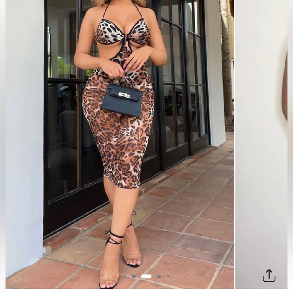 Fashion Nova Leopard Print Backless Dress